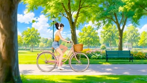 夏天骑车少女