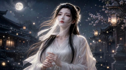 月夜古风白衣女神