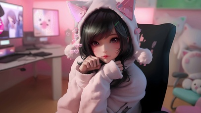 可爱猫耳电竞少女