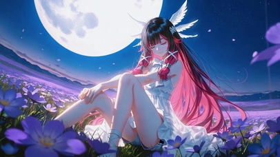 月夜花田天使美少女