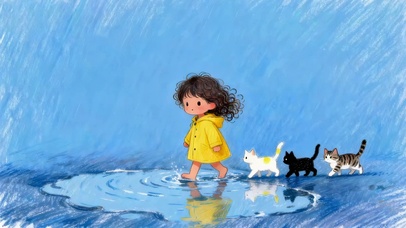 雨天玩耍的女孩