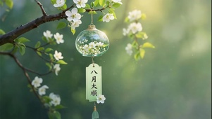 唯美绿色风铃祝福 八月大顺