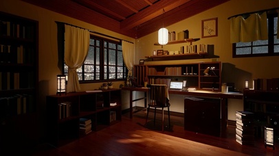 安静雨夜木屋书房