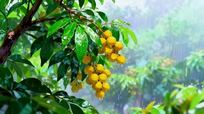 下雨天的龙眼树