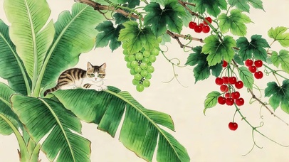 芭蕉叶上猫咪