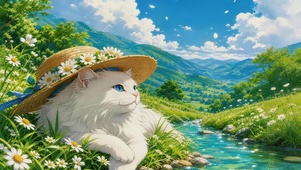 河流边的猫咪