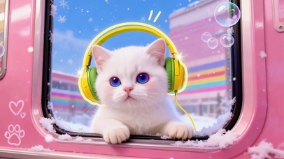 音乐萌宠小白猫