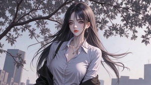 都市衬衫长发美女