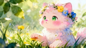 戴着花环猫咪