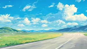 白云树木房屋带鱼屏