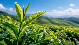 雨后清新茶园自然风光
