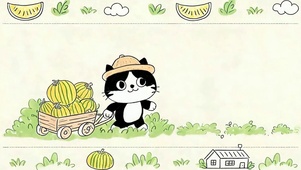 手推西瓜猫咪
