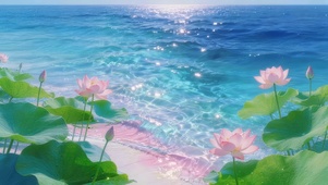 唯美的大海荷花