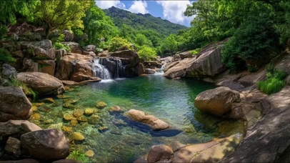 山川流水美丽风景
