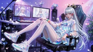 电竞房银发美少女神里绫华