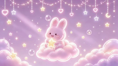 梦幻梦境粉色星空兔兔