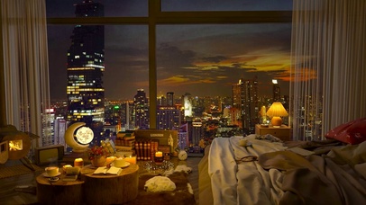 繁华都市夜晚房间