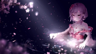 樱花水中的小女孩