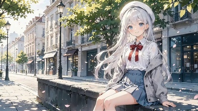 长发飘飘的银发少女