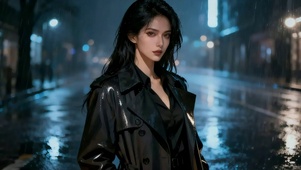 雨中风衣美女