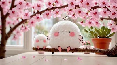 樱花树下小白