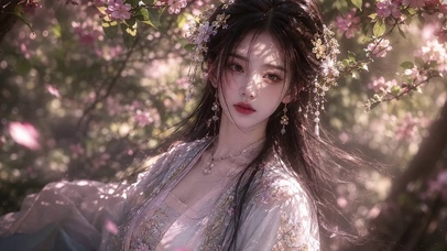 花瓣美女动态壁纸