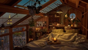 4K唯美治愈书房小屋
