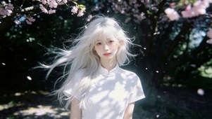 樱花白发少女