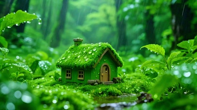 护眼治愈雨中小屋4K