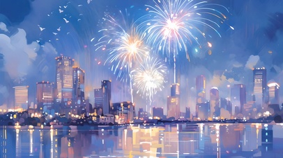 4K 城市烟花