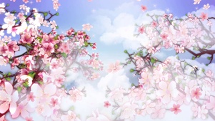 治愈樱花白云