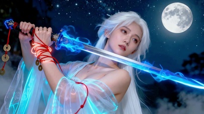 月光梦幻动漫执剑红线荧光女神