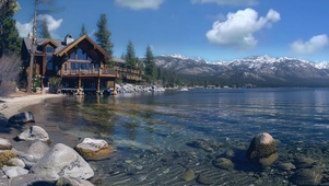 自然湖水小屋