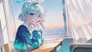 教室窗边蓝发少女阿罗娜