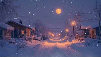 圆月静谧小镇街道