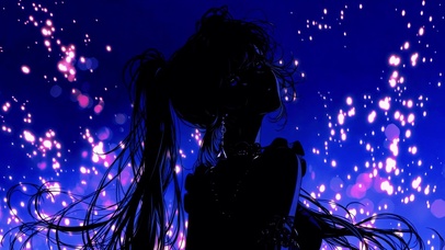星空下的剪影美少女