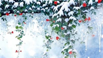 雪景树木景色双屏