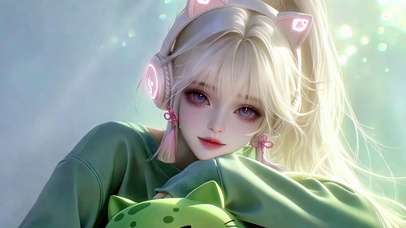 清新薄荷绿电竞少女