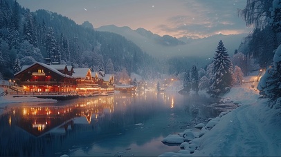 白雪覆盖的森林小屋