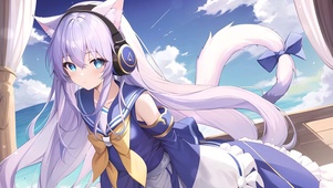 窗边可爱猫耳少女