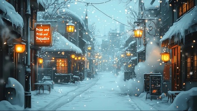 冬日大雪静谧无人街道