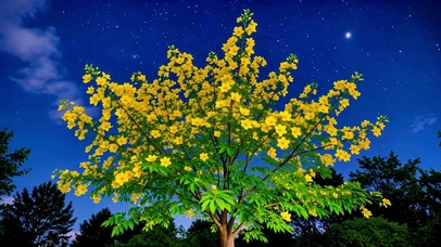 夜色漫过树梢时