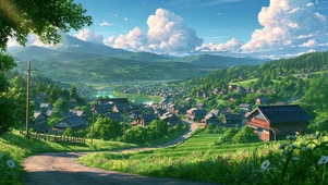 夏日小镇风景