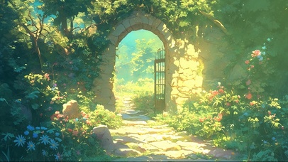 鲜花阳光花园小径