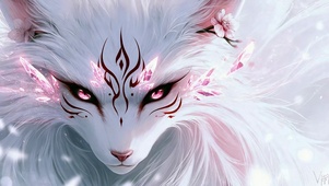 樱花梦幻白狐 唯美壁纸