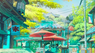 插画悠闲老街