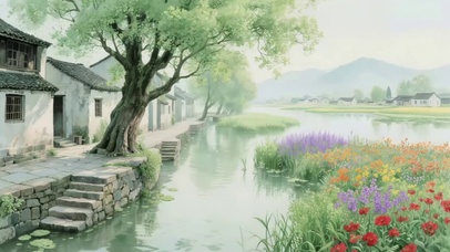 唯美的水乡村