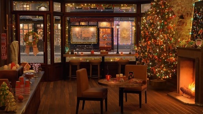 冬季圣诞咖啡厅氛围