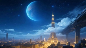 科幻星球城市风光