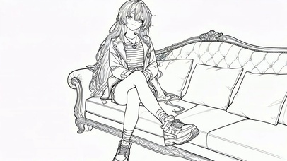 线稿少女